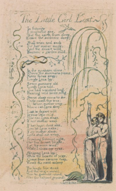 Songs of Innocence and of Experience, Plate 20, The Little Girl Lost (Bentley 34) by William Blake